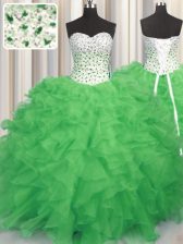 Graceful Sweet 16 Dresses Military Ball and Sweet 16 and Quinceanera with Beading and Ruffles Sweetheart Sleeveless Lace Up