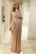  Pink Sleeveless Pleated Floor Length Homecoming Dress