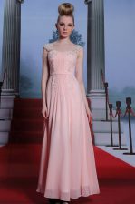 Best Selling Floor Length Side Zipper Prom Party Dress Baby Pink for Prom and Party with Beading