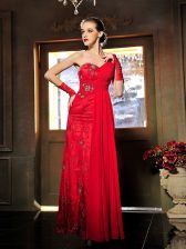  Red Sweetheart Neckline Beading and Ruching Homecoming Dress Sleeveless Lace Up