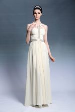 Exquisite Strapless Sleeveless Chiffon Beading and Ruching Side Zipper