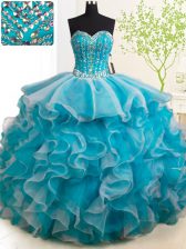 Captivating With Train Ball Gowns Sleeveless Teal Vestidos de Quinceanera Brush Train Lace Up