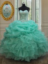  Sleeveless Lace Up Floor Length Beading and Ruffles Quinceanera Dress