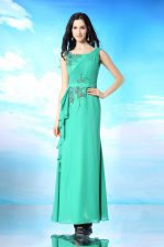  Green Zipper Bateau Beading and Appliques Organza Sleeveless