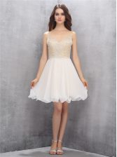  Champagne Sleeveless Beading Knee Length 