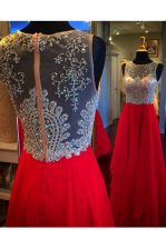  Scoop Floor Length Column/Sheath Sleeveless Red Evening Dress Zipper