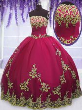 Nice Sleeveless Zipper Floor Length Appliques Quince Ball Gowns