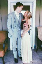  Halter Top Sleeveless Backless Prom Dress White Chiffon