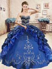  Sweetheart Sleeveless Organza and Taffeta Sweet 16 Dress Beading and Embroidery and Pick Ups Lace Up