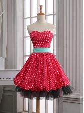 Stunning Pleated Sweetheart Sleeveless Zipper Prom Gown Red Chiffon