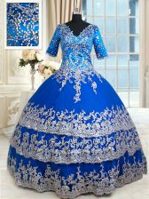  Half Sleeves Beading and Lace and Ruffled Layers Zipper Sweet 16 Dresses