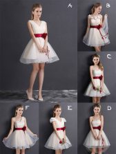 Classical Mini Length Champagne Dama Dress for Quinceanera V-neck Sleeveless Lace Up