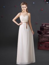  Sweetheart Sleeveless Lace Up Quinceanera Dama Dress White Chiffon