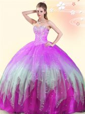  Multi-color Sleeveless Beading Floor Length Sweet 16 Dress