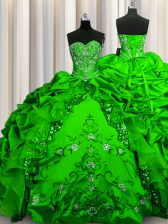  Sequins Embroidery Sleeveless Taffeta Lace Up Sweet 16 Dresses for Military Ball and Sweet 16 and Quinceanera