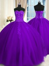 Popular Sleeveless Lace Up Floor Length Appliques Vestidos de Quinceanera