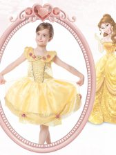  Organza Scoop Sleeveless Clasp Handle Beading and Hand Made Flower Toddler Flower Girl Dress in Gold