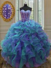 Glorious Ball Gowns Quinceanera Gown Multi-color Sweetheart Organza Sleeveless Floor Length Lace Up