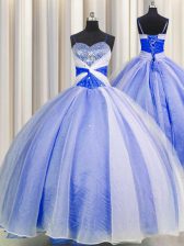  Spaghetti Straps Organza Sleeveless Floor Length Sweet 16 Dress and Beading and Sequins and Ruching