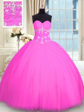 Admirable Pink Sleeveless Tulle Lace Up 15th Birthday Dress for Military Ball and Sweet 16 and Quinceanera