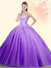 New Style Sweetheart Sleeveless Lace Up Vestidos de Quinceanera Lilac Tulle