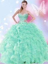 Dynamic Floor Length Apple Green Sweet 16 Dresses Sweetheart Sleeveless Lace Up