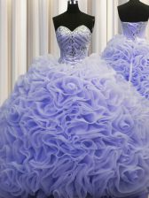  Rolling Flowers Sleeveless Brush Train Beading and Pick Ups Lace Up Sweet 16 Dresses