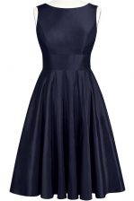  Navy Blue Scoop Neckline Bowknot Prom Evening Gown Sleeveless Backless