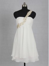  Mini Length White One Shoulder Sleeveless Zipper