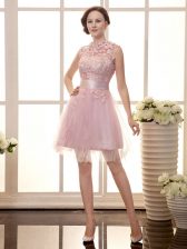 Delicate Sleeveless Zipper Mini Length Lace Homecoming Dress