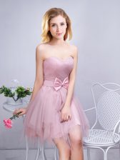  Sweetheart Sleeveless Lace Up Dama Dress Pink Tulle