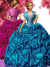 Customized Taffeta Sleeveless With Train Quinceanera Dress Sweep Train and Beading