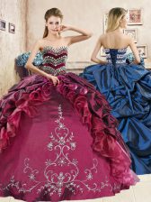 Dramatic Sleeveless Lace Up Floor Length Beading and Embroidery and Pick Ups Quinceanera Gown