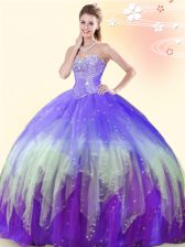 Trendy Multi-color Sweetheart Neckline Beading Sweet 16 Quinceanera Dress Sleeveless Lace Up