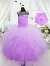 Cheap Scoop Ruffles Child Pageant Dress Hot Pink Zipper Sleeveless Floor Length