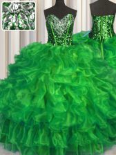 Sweet 15 Quinceanera Dress Military Ball and Sweet 16 and Quinceanera with Beading and Ruffles Sweetheart Sleeveless Lace Up