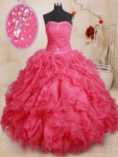 Attractive Sleeveless Lace Up Floor Length Beading and Ruffles Vestidos de Quinceanera