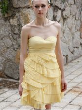 Lovely Sleeveless Zipper Mini Length Ruching Evening Dress