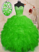 Beautiful Sleeveless Lace Up Floor Length Beading and Ruffles Vestidos de Quinceanera