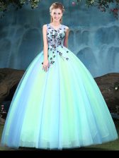 Elegant Sleeveless Appliques Lace Up Quinceanera Dress