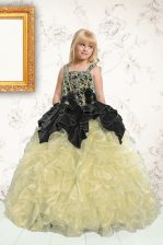  Straps Sleeveless Organza Child Pageant Dress Beading and Pick Ups Lace Up