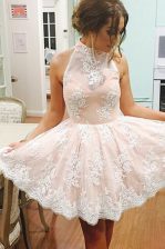  Champagne Sleeveless Tulle Zipper Homecoming Dress for Prom and Party