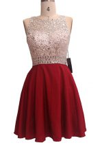 Beautiful Wine Red Homecoming Dress Prom and Party with Sequins Scoop Sleeveless Zipper