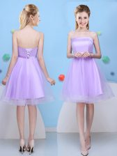  Knee Length A-line Sleeveless Lavender Damas Dress Lace Up