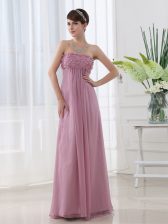 Cute Lilac Zipper Strapless Hand Made Flower Homecoming Dress Chiffon Sleeveless