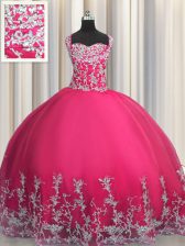  Sleeveless Beading and Appliques Lace Up Quinceanera Gown