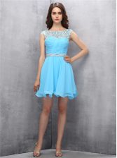  Scoop Baby Blue Sleeveless Chiffon Zipper Prom Dresses for Prom