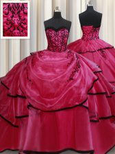  Sleeveless Beading and Appliques and Ruffled Layers Lace Up Vestidos de Quinceanera