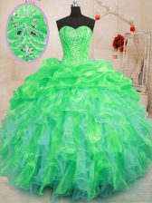 Floor Length Green Quinceanera Dress Sweetheart Sleeveless Lace Up