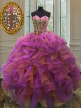 On Sale Sweetheart Sleeveless Lace Up Quinceanera Dress Multi-color Organza